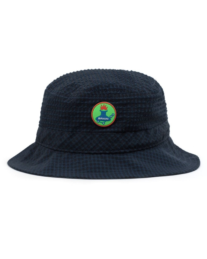 Navy Brain Dead Seersucker Bucket Hat | USA TQZR63587