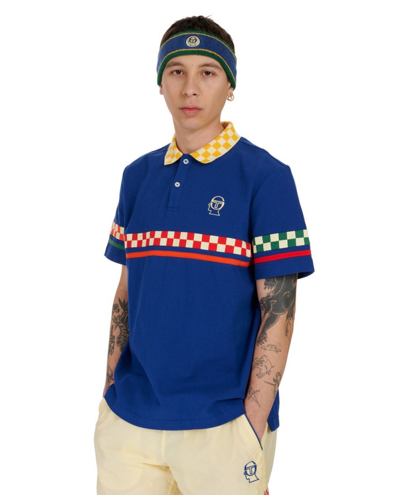 Navy Brain Dead Sergio Tacchini X Polo Shirt | USA UNWQ75189