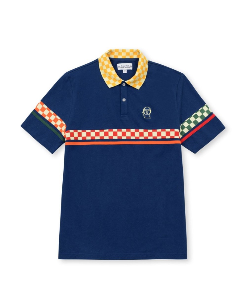 Navy Brain Dead Sergio Tacchini X Polo Shirt | USA UNWQ75189