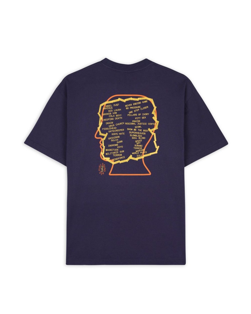 Navy Brain Dead Sound & Fury Lineup T-Shirt | USA ECRV68259