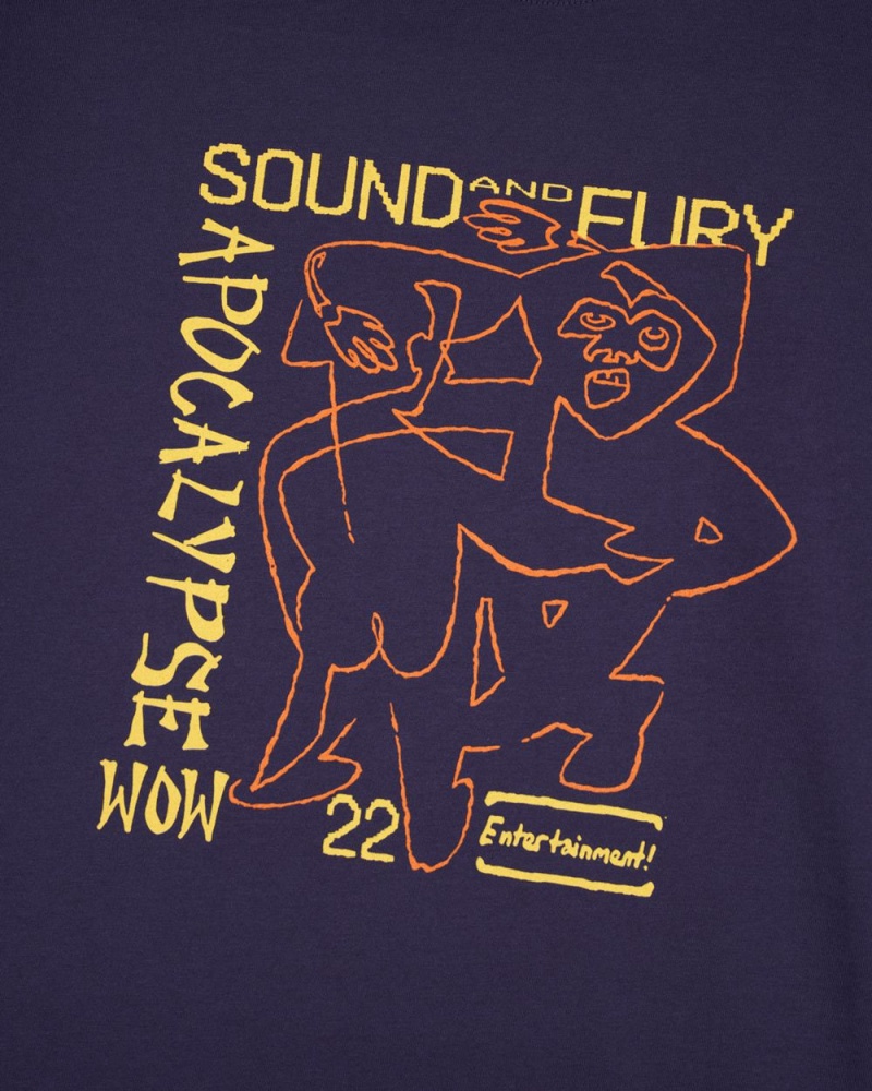 Navy Brain Dead Sound & Fury Lineup T-Shirt | USA ECRV68259