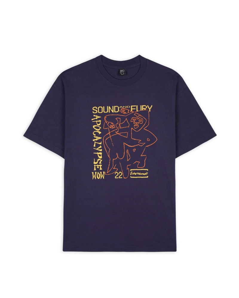 Navy Brain Dead Sound & Fury Lineup T-Shirt | USA ECRV68259