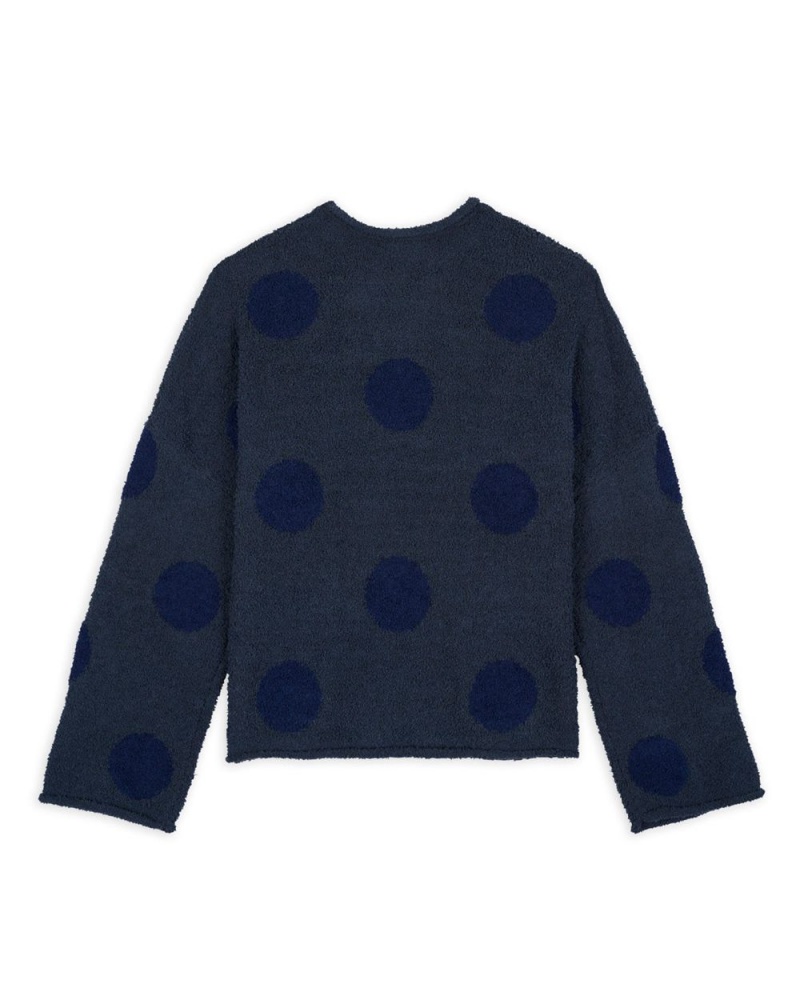 Navy Brain Dead Teddy Fur Dot Knit Sweater | USA BKLH26018