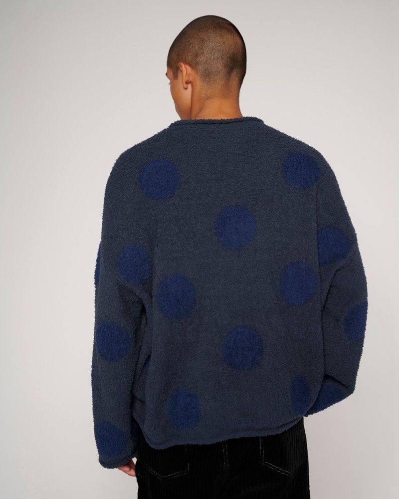 Navy Brain Dead Teddy Fur Dot Knit Sweater | USA BKLH26018