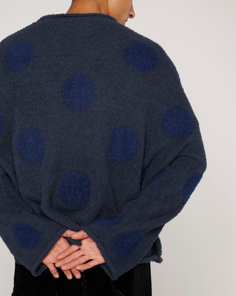 Navy Brain Dead Teddy Fur Dot Knit Sweater | USA BKLH26018