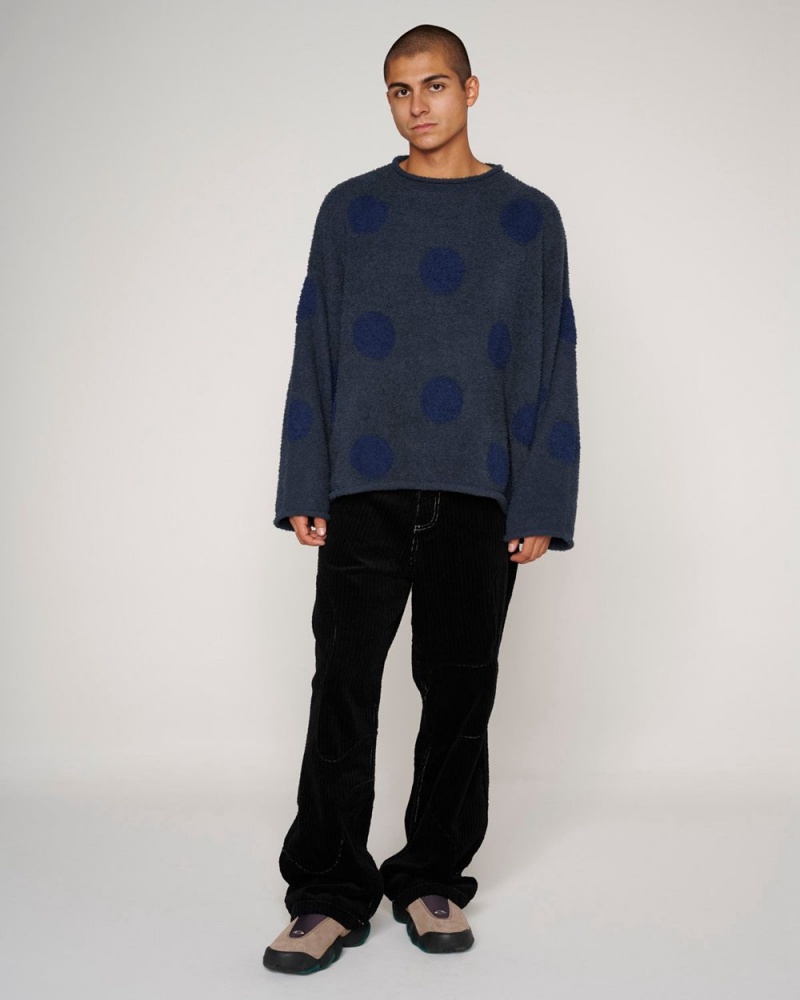 Navy Brain Dead Teddy Fur Dot Knit Sweater | USA BKLH26018