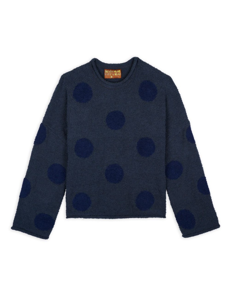 Navy Brain Dead Teddy Fur Dot Knit Sweater | USA BKLH26018