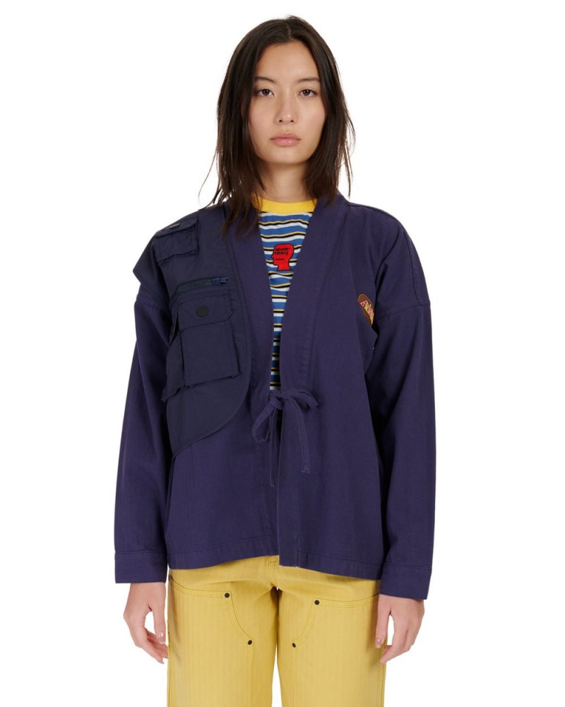 Navy Brain Dead Utility Kimono Jacket | USA HCOF75918