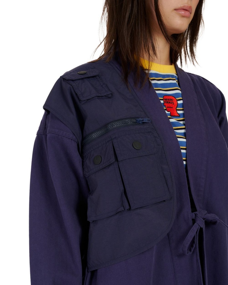 Navy Brain Dead Utility Kimono Jacket | USA HCOF75918