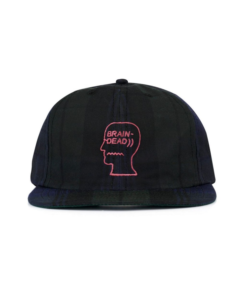 Navy Brain Dead Waxed Logo Head Cap | USA GNKT80974