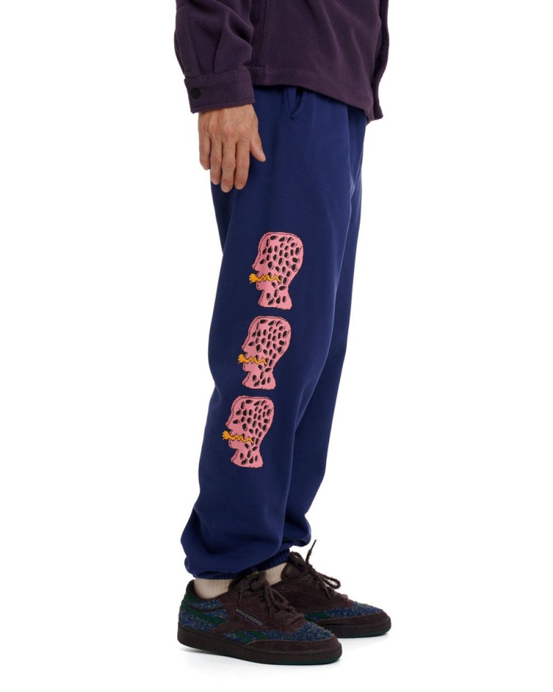 Navy Brain Dead Worm Hole Sweatpant | USA MBZI47390