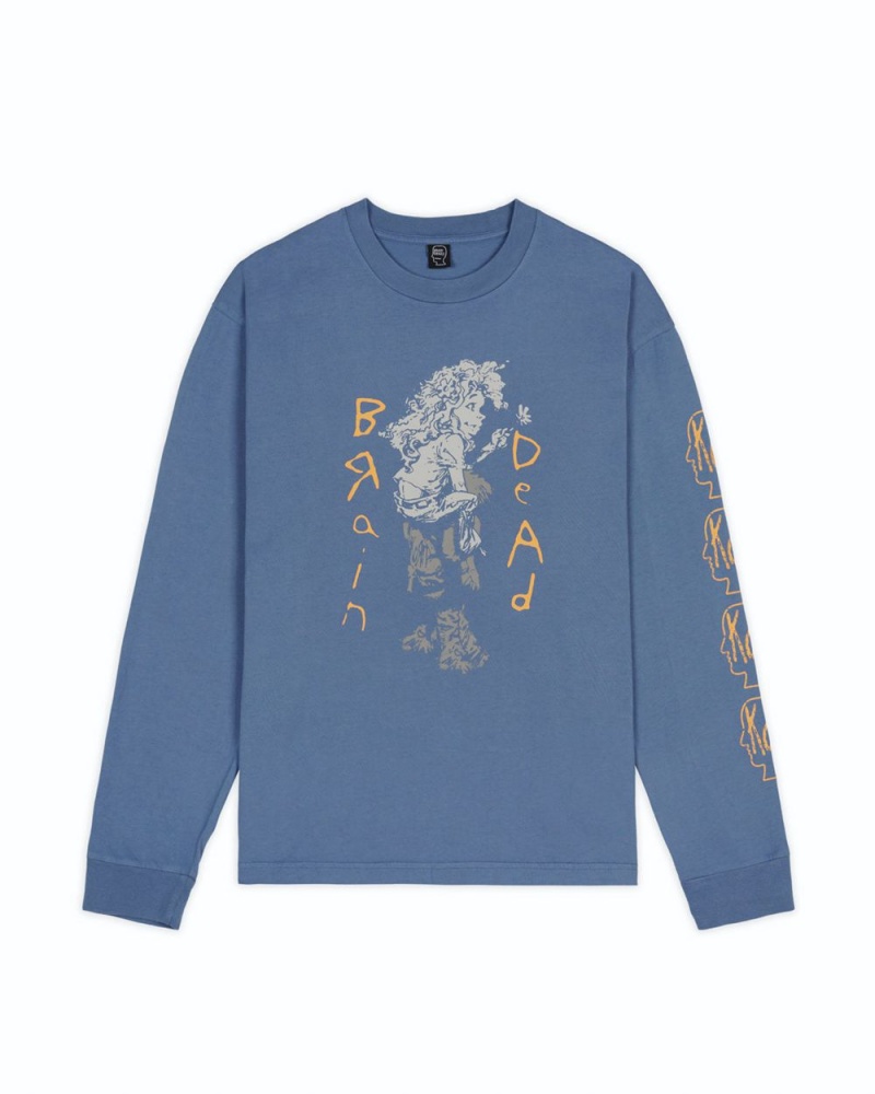 Navy Brain Dead X Korn Flower Pickers Long Sleeve T-Shirt | USA KQTY72305