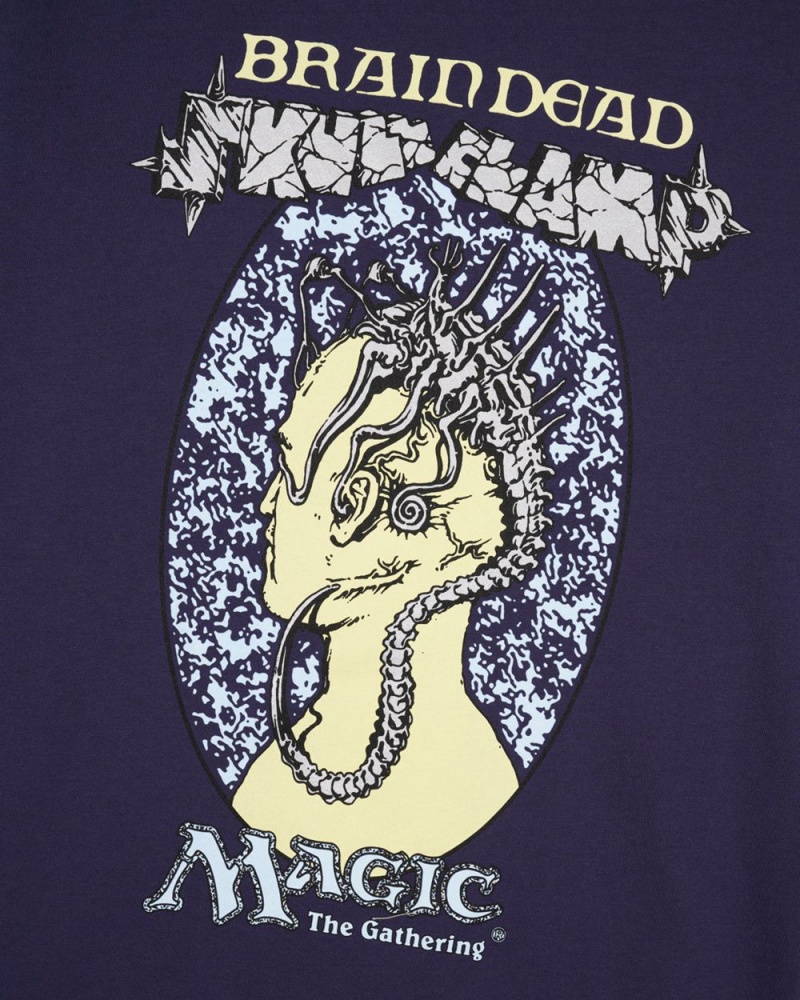 Navy Brain Dead X Magic: The Gathering Skullclamp T-Shirt | USA KNAU29865