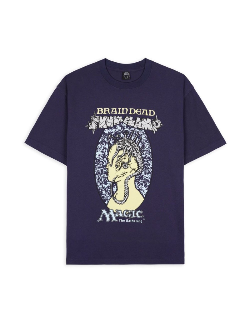 Navy Brain Dead X Magic: The Gathering Skullclamp T-Shirt | USA KNAU29865