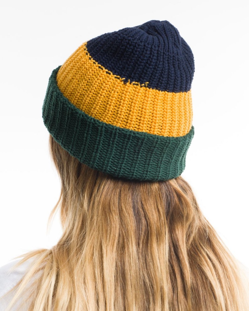 Navy Gold Brain Dead Logo Head Marl Beanie | USA SPOI31069