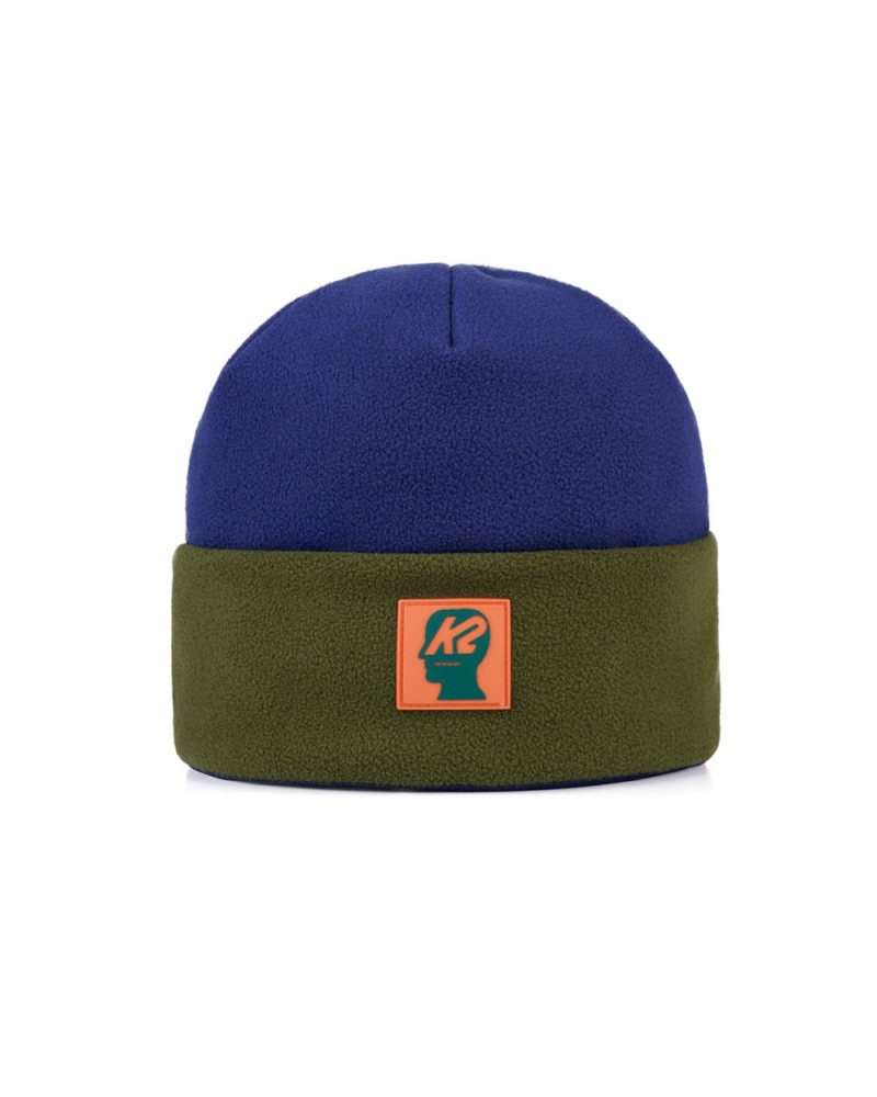 Navy Green Brain Dead X K2 Standard Polar Fleece Beanie | USA VKMS42905