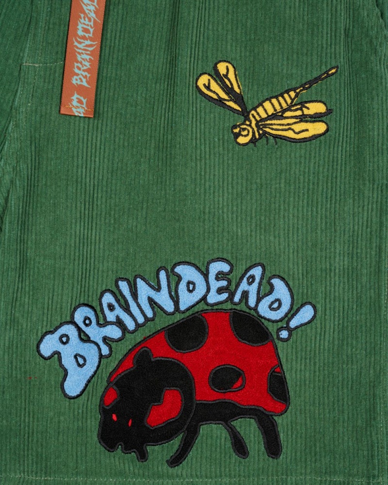 Olive Brain Dead Buggin' Out Baggy Climber Shorts | USA FNSB94237