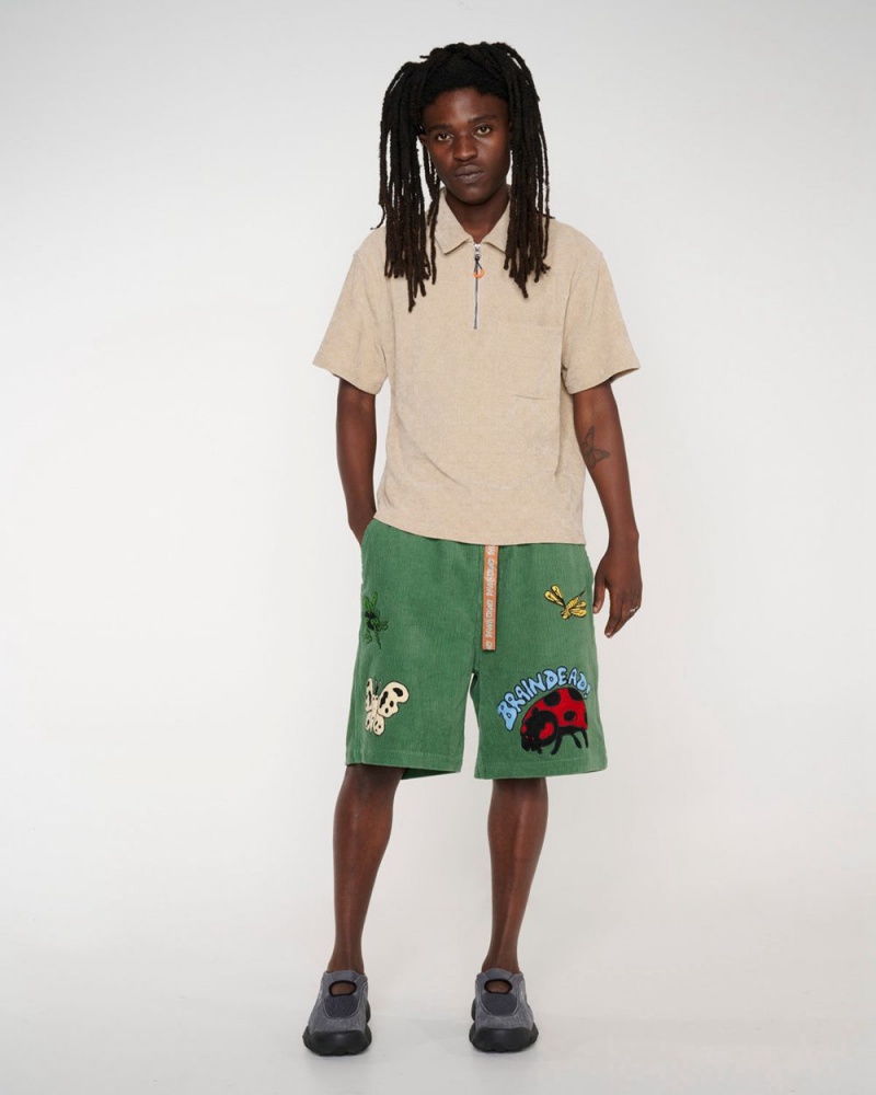 Olive Brain Dead Buggin' Out Baggy Climber Shorts | USA FNSB94237