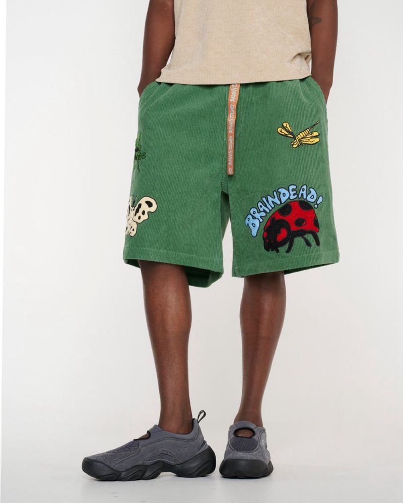 Olive Brain Dead Buggin' Out Baggy Climber Shorts | USA FNSB94237