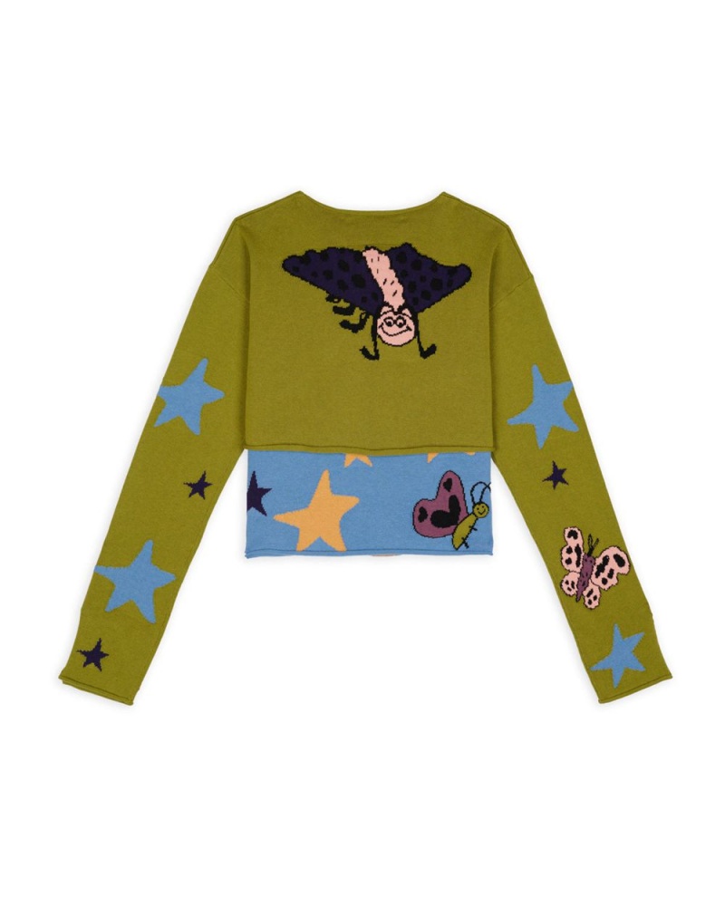 Olive Brain Dead Buggin' Out Neppy Bolero Sleeve & Top Set Cardigan | USA TOPZ50219