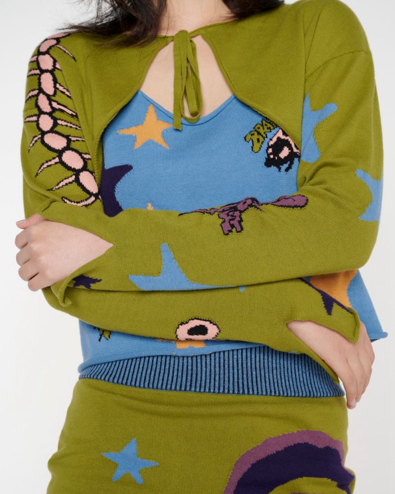 Olive Brain Dead Buggin' Out Neppy Bolero Sleeve & Top Set Cardigan | USA TOPZ50219