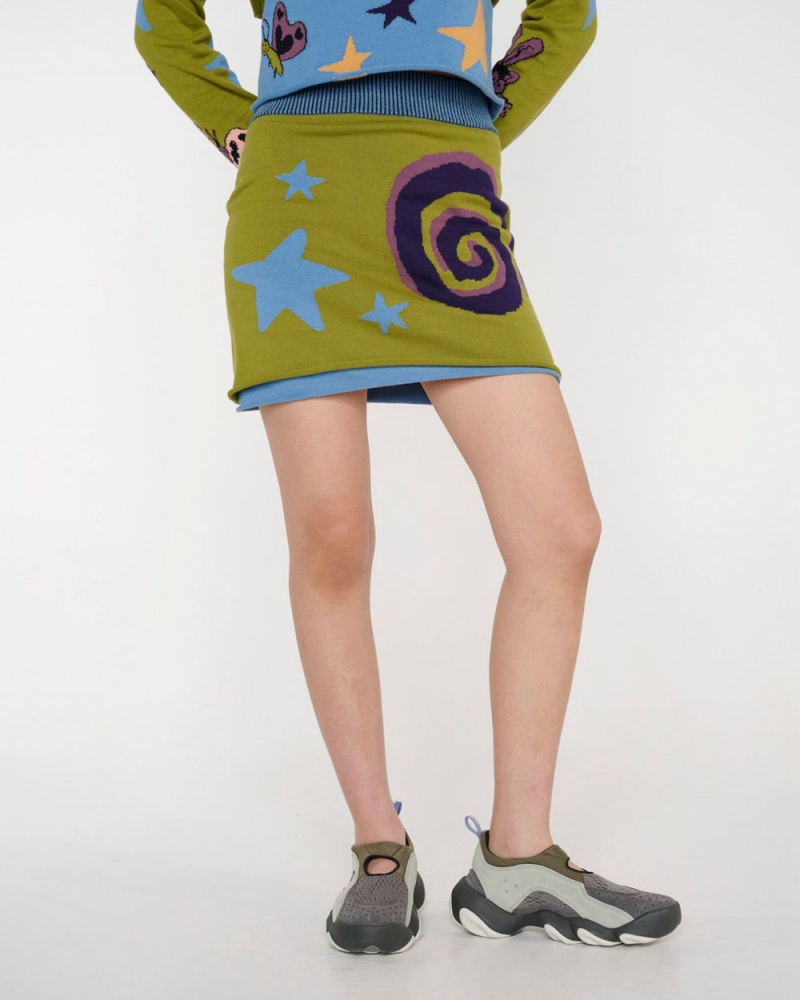 Olive Brain Dead Buggin' Out Neppy Mini Skirt | USA NYTR63012