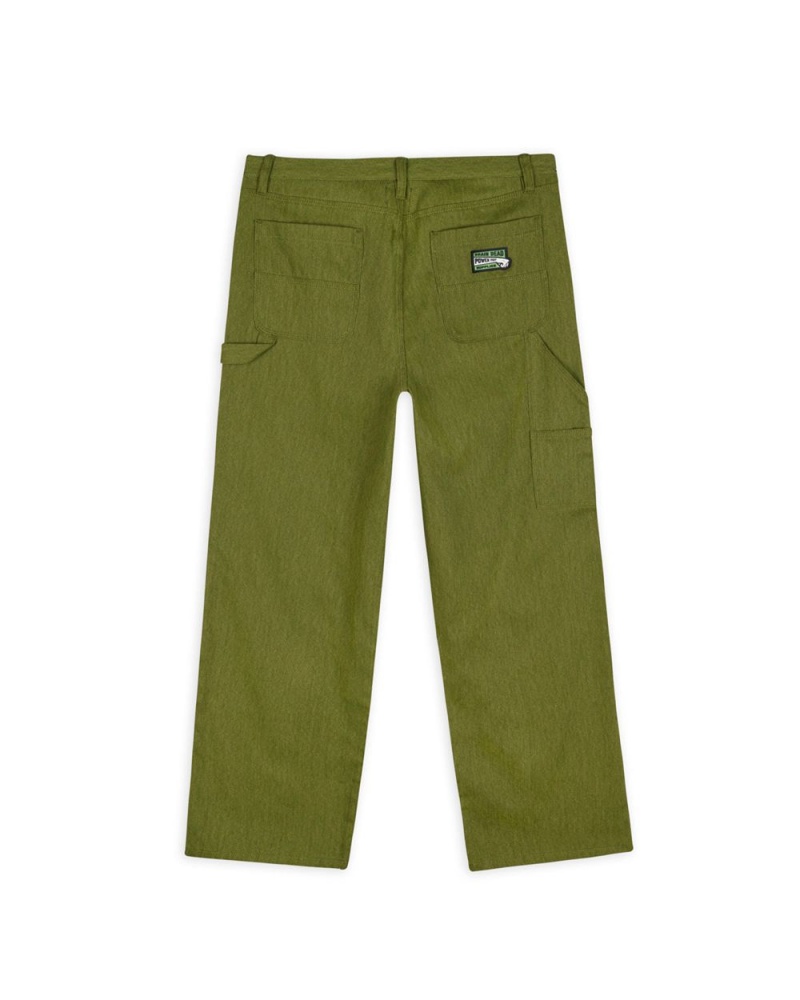 Olive Brain Dead Bull Denim Double Knee Utility Pant | USA GFHE85647