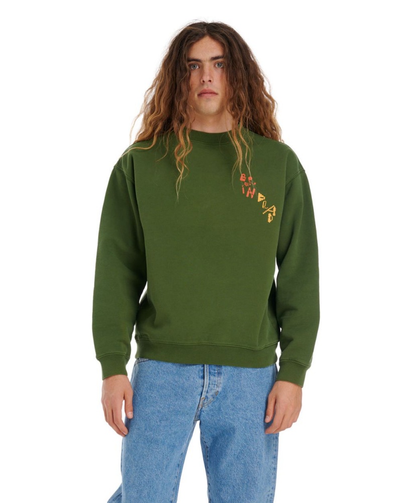 Olive Brain Dead Et Crewneck Sweatshirt | USA LAYP59806