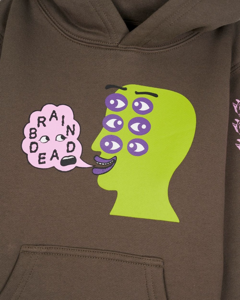 Olive Brain Dead Eye See You Kids Sweatshirt Hoodie | USA GIAY40672