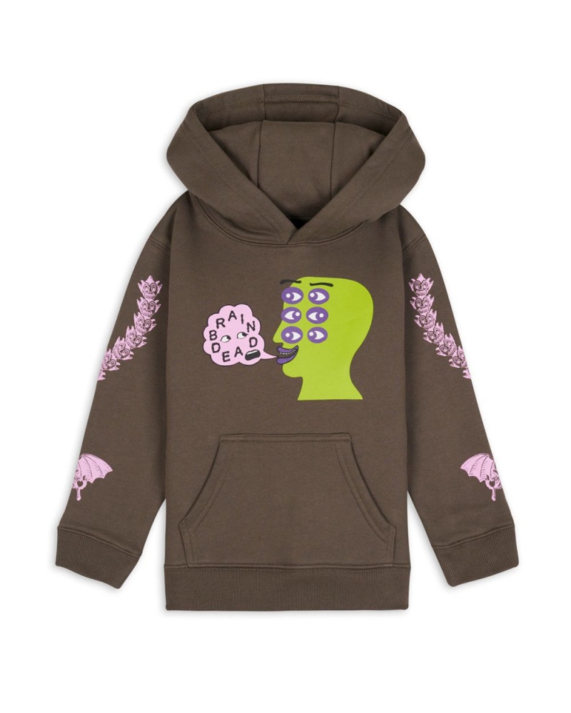 Olive Brain Dead Eye See You Kids Sweatshirt Hoodie | USA GIAY40672