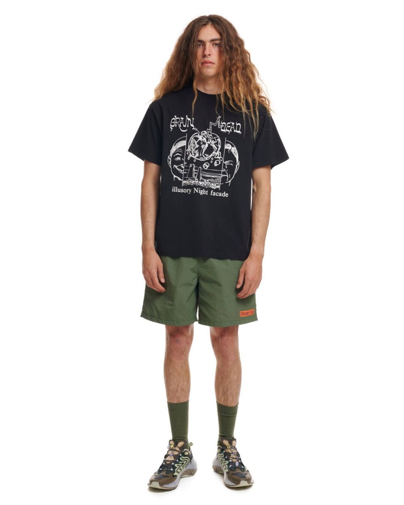 Olive Brain Dead Kickers Shorts | USA IRAL48395