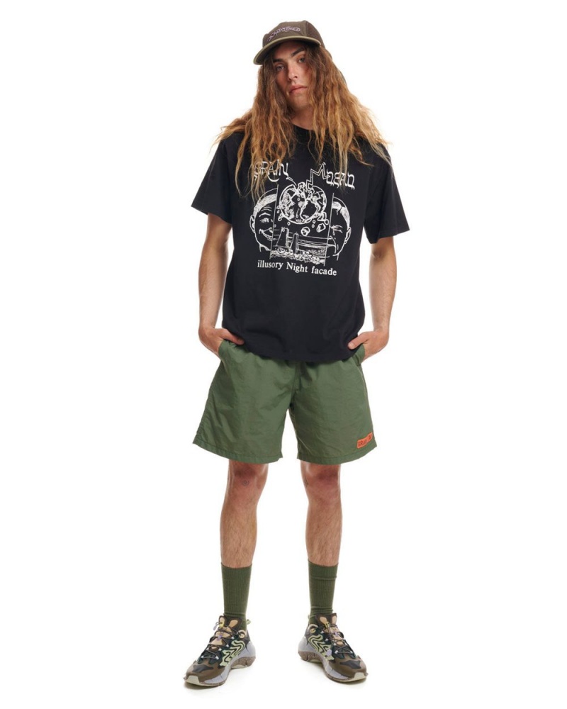 Olive Brain Dead Kickers Shorts | USA IRAL48395