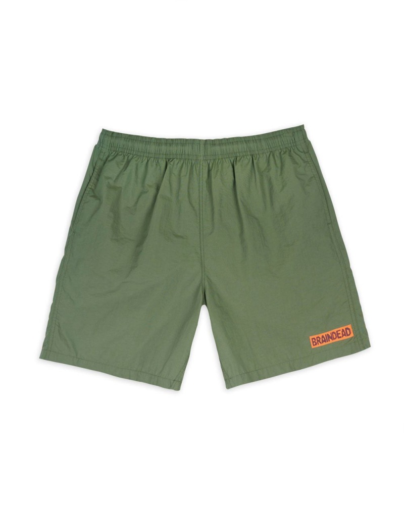 Olive Brain Dead Kickers Shorts | USA IRAL48395