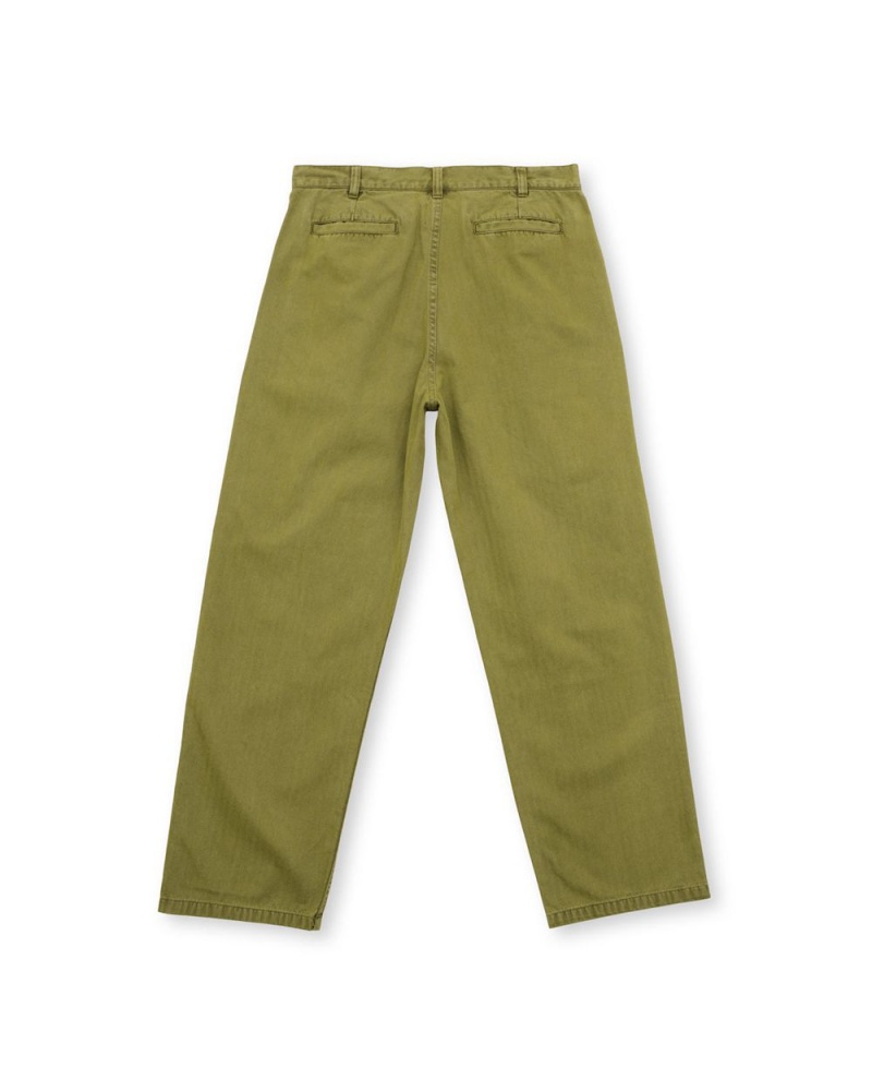 Olive Brain Dead Livewire Pigment Dyed Herringbone Pant | USA RMZP47823