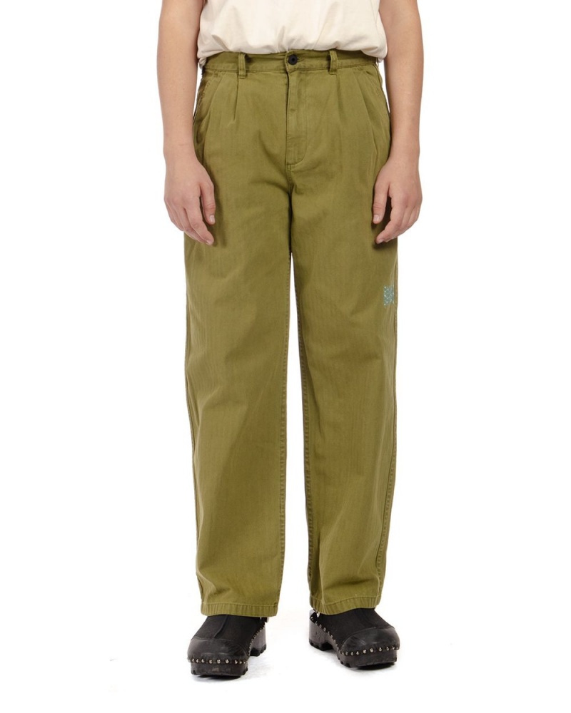 Olive Brain Dead Livewire Pigment Dyed Herringbone Pant | USA RMZP47823