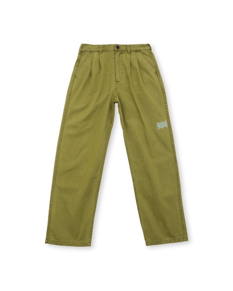 Olive Brain Dead Livewire Pigment Dyed Herringbone Pant | USA RMZP47823