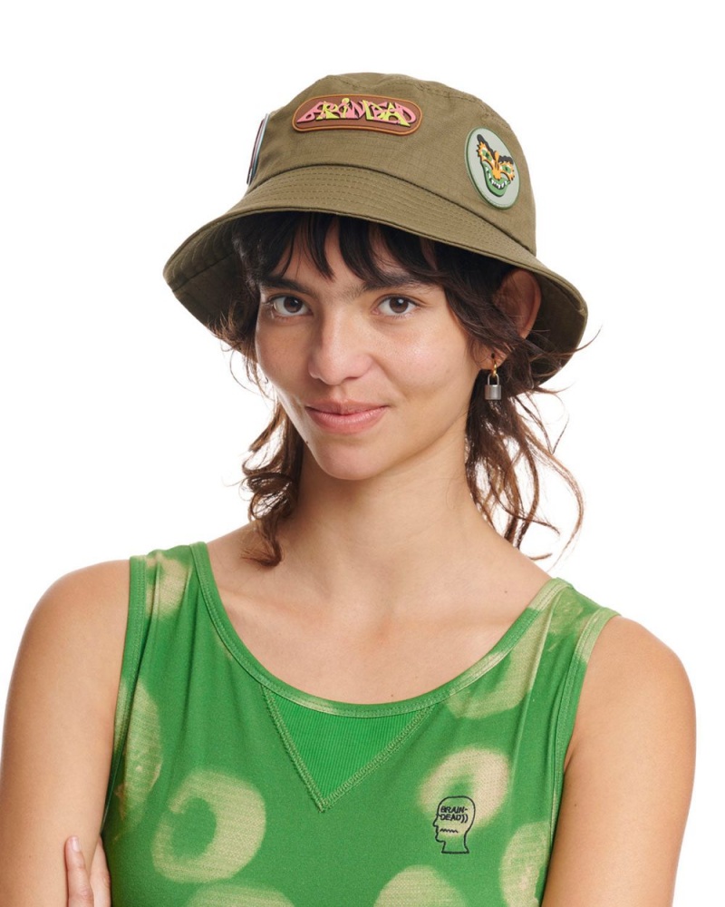 Olive Brain Dead Metal Bucket Hat | USA JNQR06824