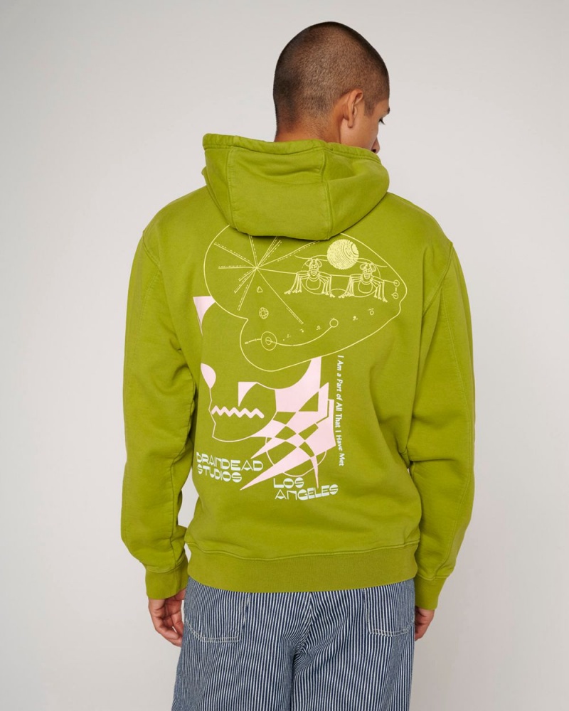 Olive Brain Dead Playing With Fire Hoodie | USA AUJB52470