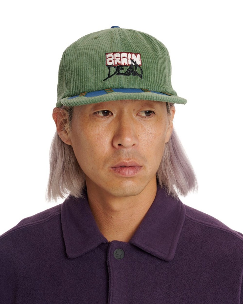 Olive Brain Dead Sludge Twill 6 Panel Cap | USA FIKU09857