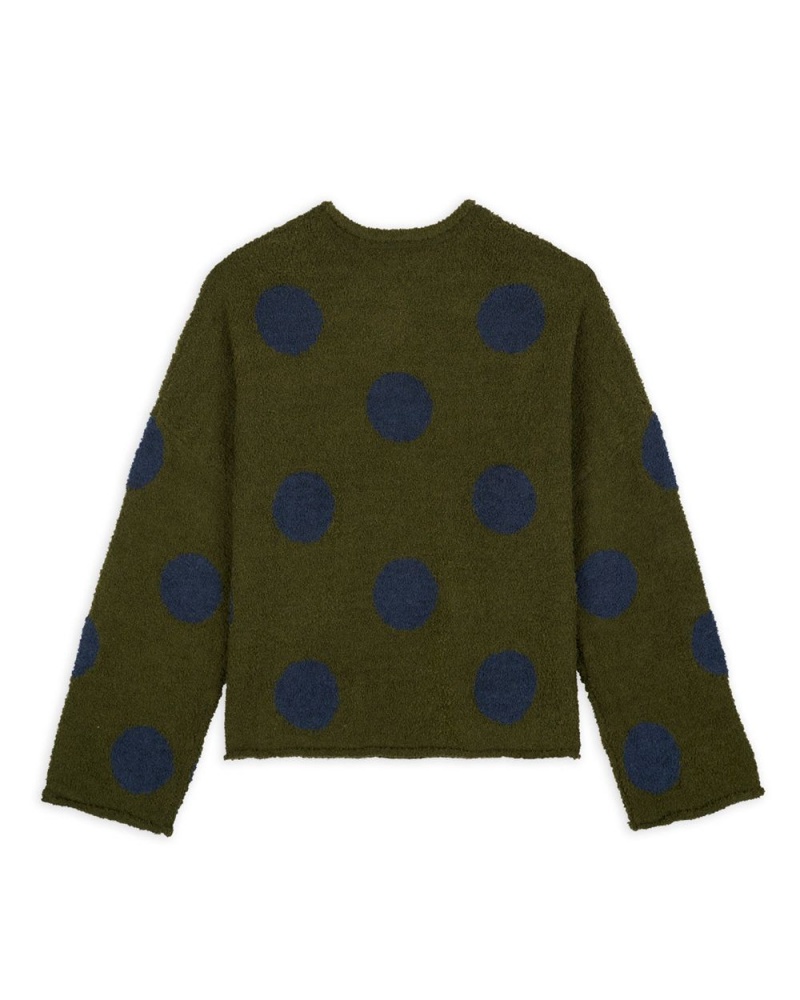 Olive Brain Dead Teddy Fur Dot Knit Sweater | USA DOEC13609