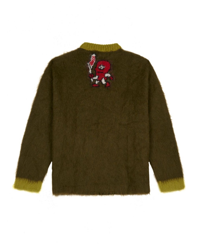 Olive Brain Dead X NBA Chicago Bulls Alpaca Sweater | USA GNBV69274