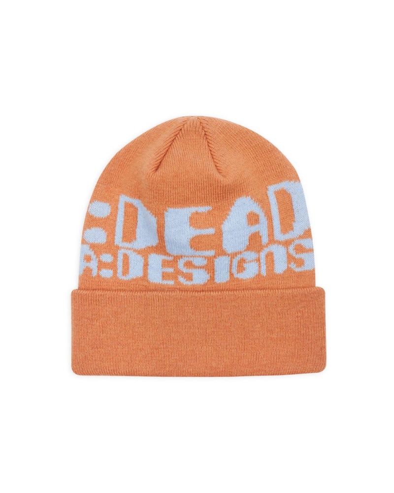 Orange Brain Dead Californian Design Beanie | USA MSZD46097