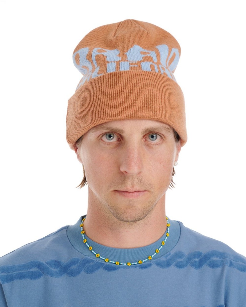 Orange Brain Dead Californian Design Beanie | USA MSZD46097