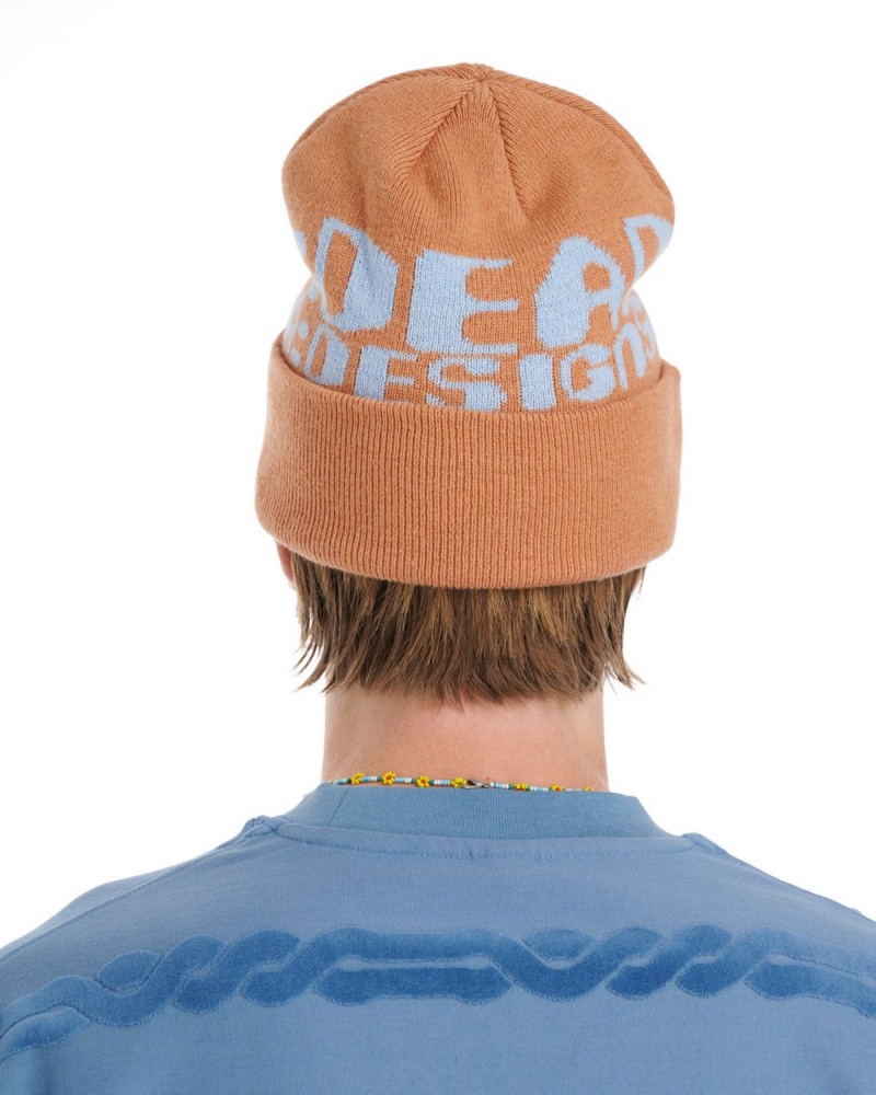 Orange Brain Dead Californian Design Beanie | USA MSZD46097