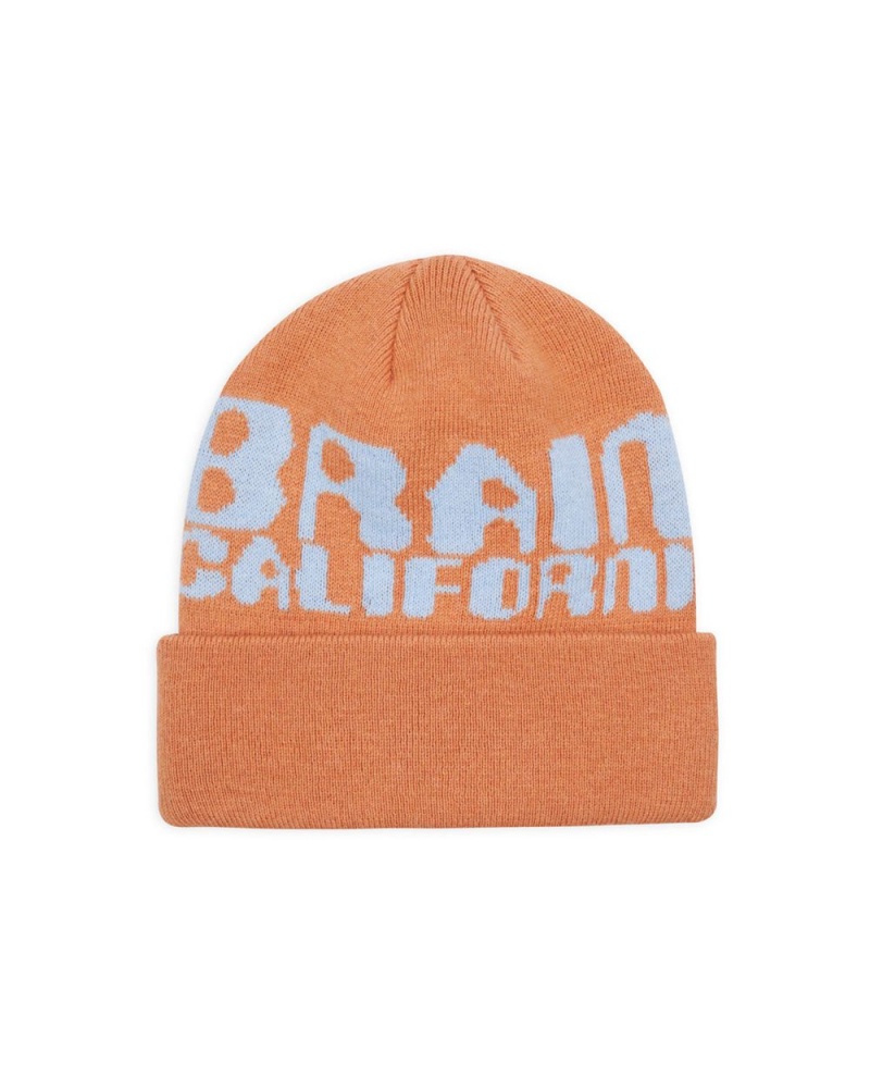 Orange Brain Dead Californian Design Beanie | USA MSZD46097