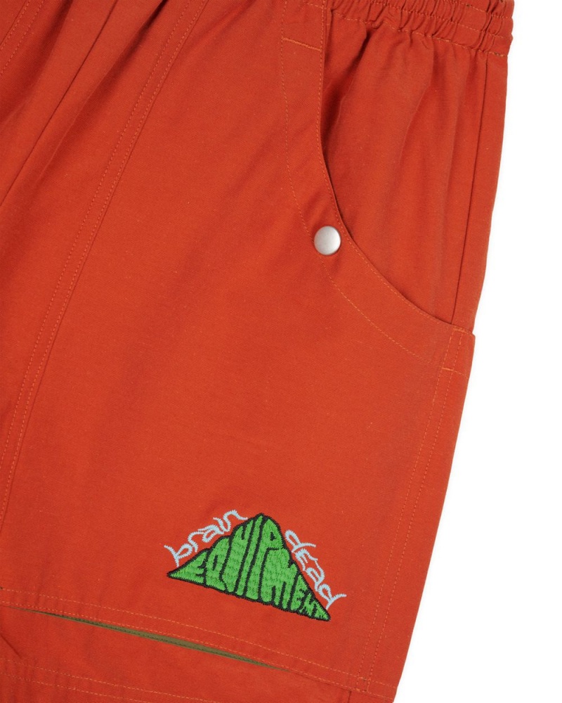 Orange Brain Dead Cotton Nylon Utility Shorts | USA RVWY59632