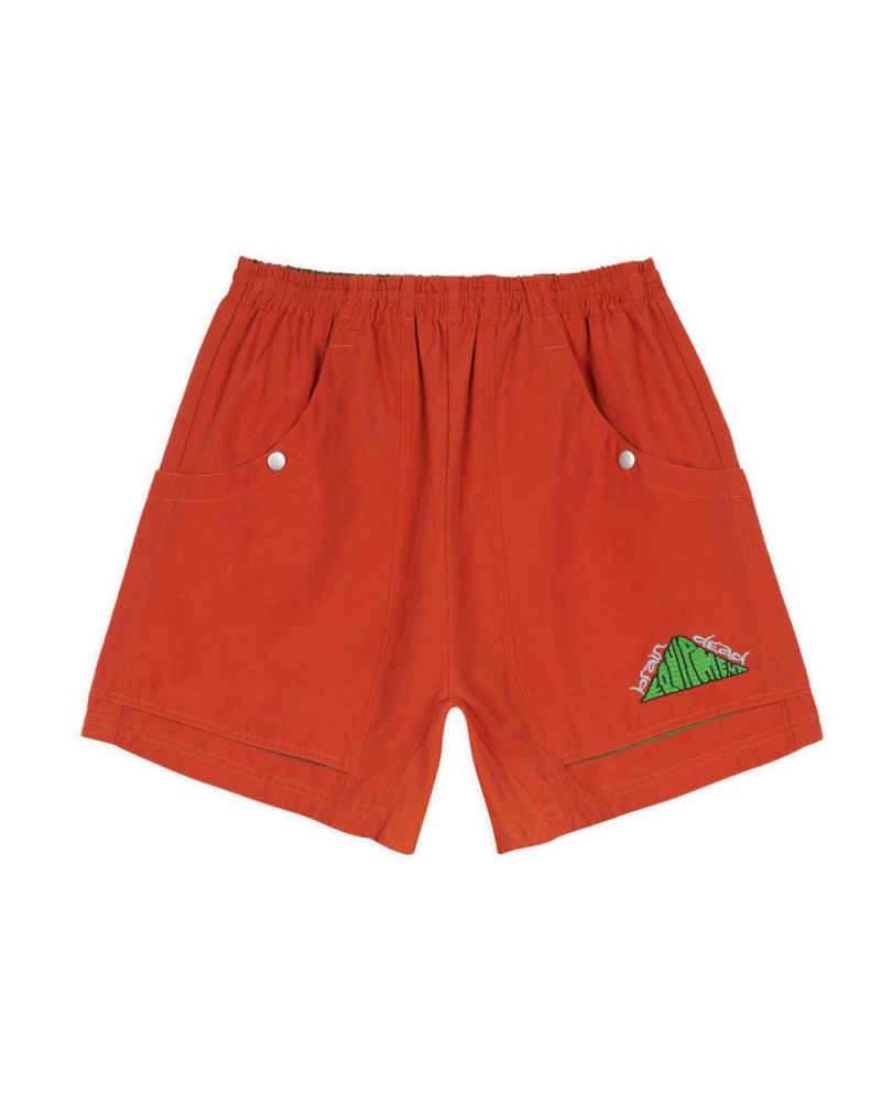 Orange Brain Dead Cotton Nylon Utility Shorts | USA RVWY59632