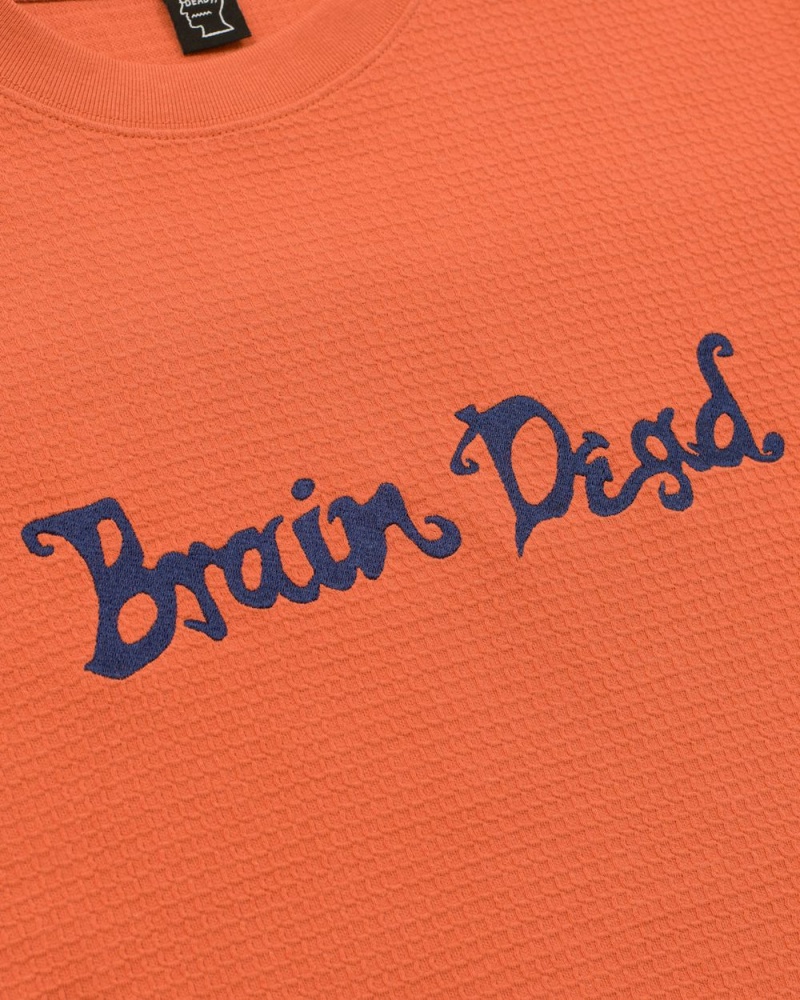 Orange Brain Dead Embroidered Waffle Long Sleeve T-Shirt | USA AVKQ91830