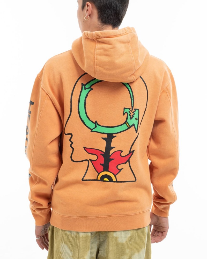 Orange Brain Dead Heatwave Sweatshirt Hoodie | USA CFOH56184