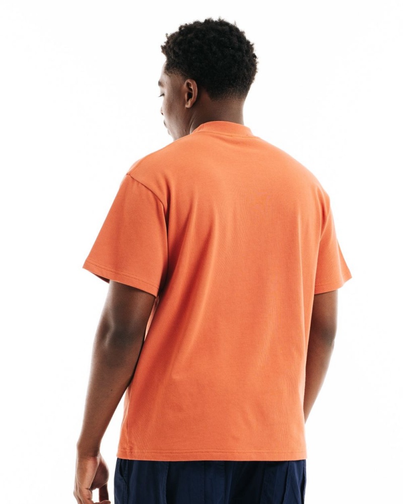 Orange Brain Dead Heavyweight Jersey Mockneck Pocket W/Pvc T-Shirt | USA LRVB20816